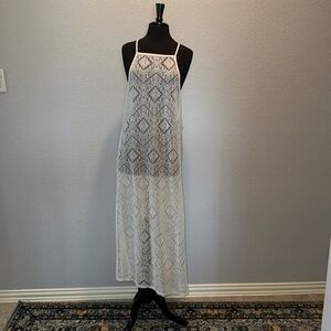Xhilaration Cream Lace Halter Dress with Double Side Slits